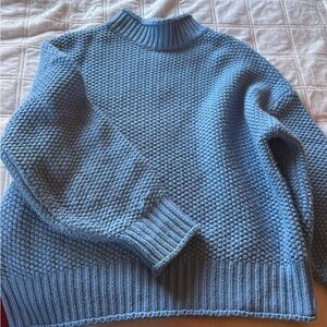 Handmade blue mock neck sweater
